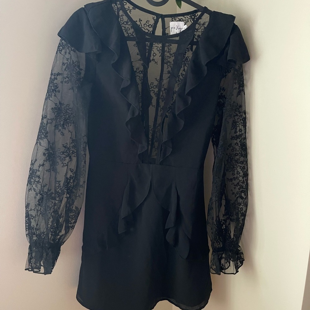 Princess Polly long sleeve mini black lace dress - Picture 3 of 9